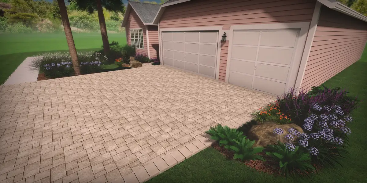 3D rendering of naturalistic garden design for Northeast Florida home