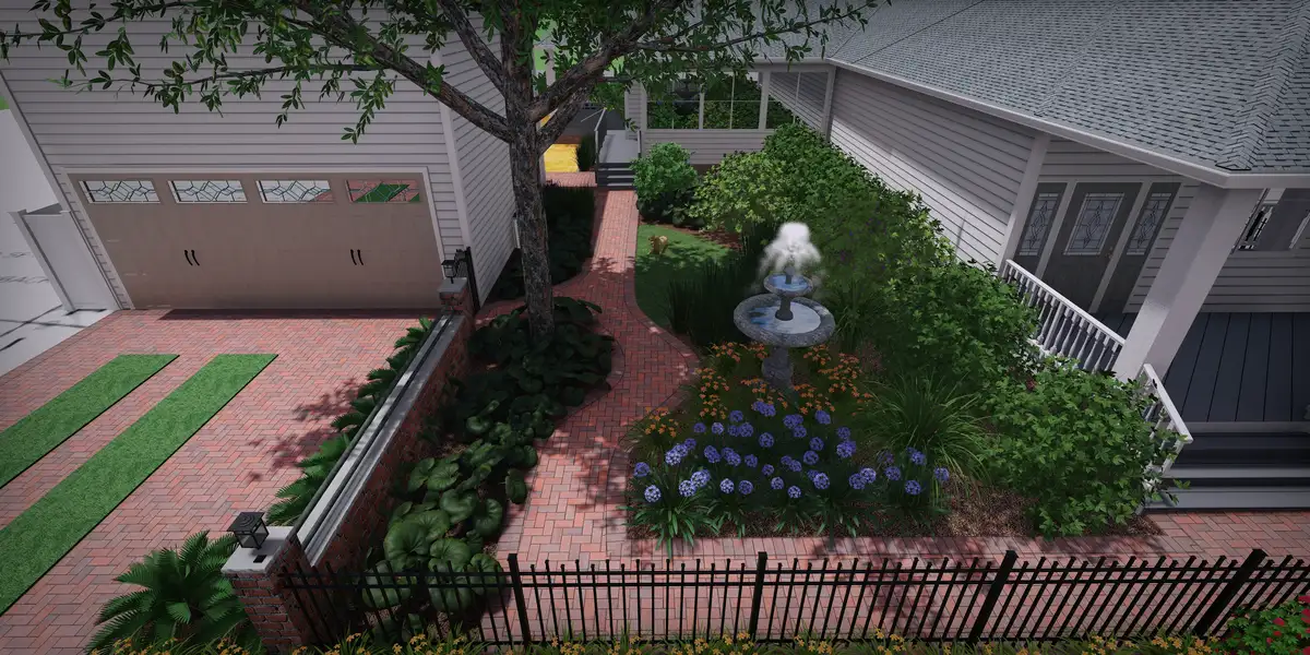 Custom landscape plan for a Fernandina Beach home featuring native plantings