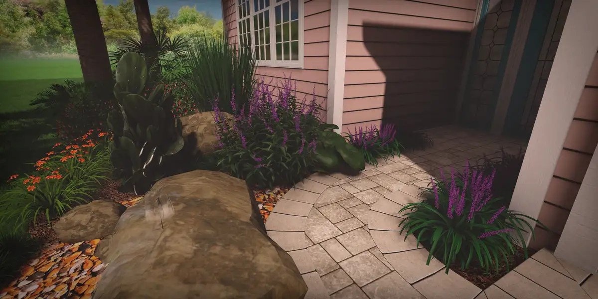Native Florida landscape design with ornamental grasses